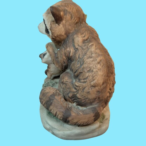 Raccoon Mother Baby  Tree Branch Ceramic Figurine Mothers Day Cottage Cabin - Picture 4 of 10